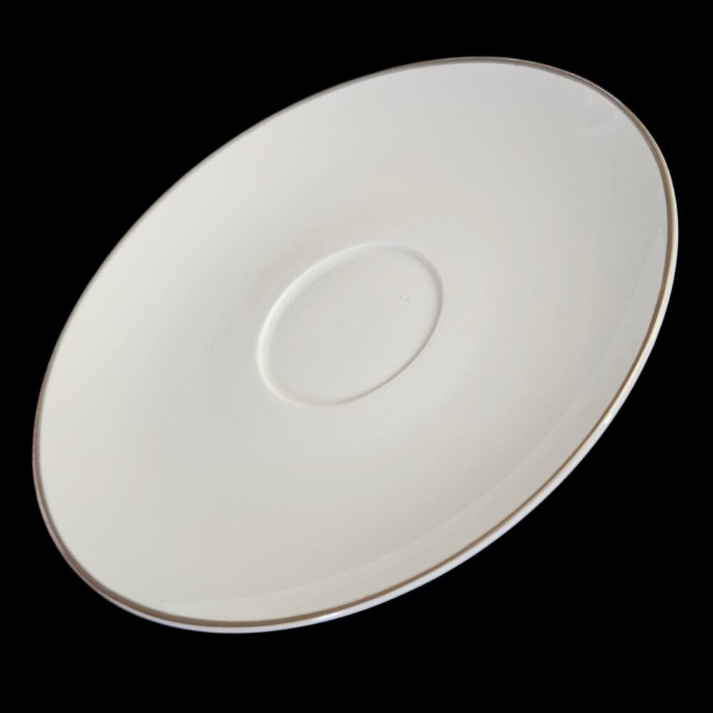 Chef Patrick's Premium Fine China White Saucers Metallic Trim Set of 2